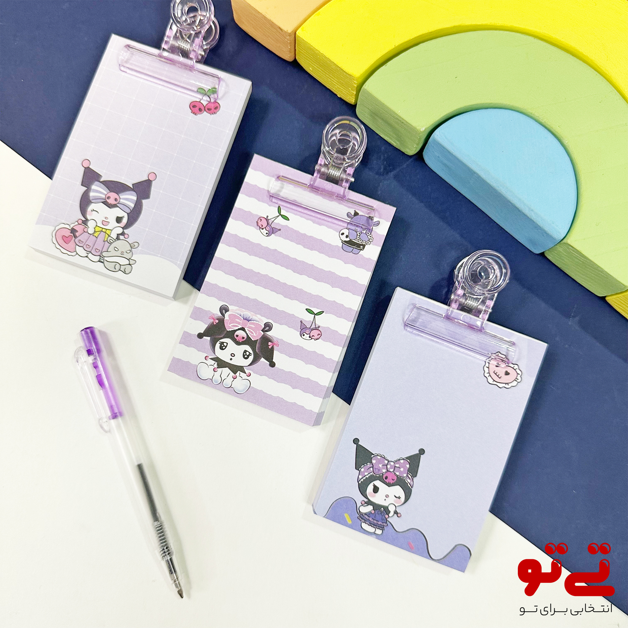 کاغذ یادداشت طرح کرومی همراه با کلیپس و خودکار مدل2654